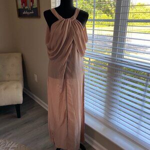 NWT NY&C CHAMPAGNE HALTER DRESS SM/MED